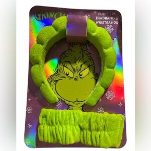 Grinch Puffy Spa Headband and Wristbands Set NWT